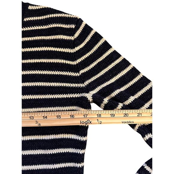 J.Crew Navy & Cream Striped Linen-Cotton Sweater XS Preppy Coastal Nauticalcore - Picture 5 of 8